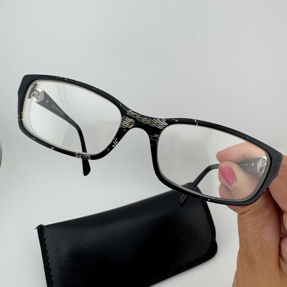 Prada VPR 07N Black Rectangular Glasses with Case Frames Only‎ - Picture 3 of 12
